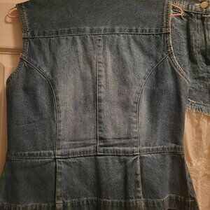 Blue Jean Vest with Blue Jean White Cotton Skirt